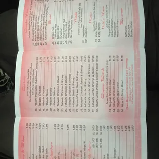 a close up of a menu