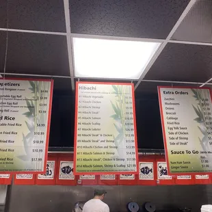 menus on the wall