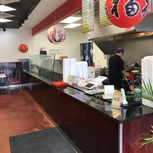 interior, sushi and sashimi