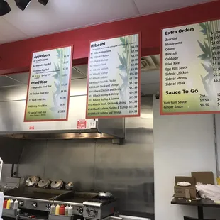 Menu hanging from ceiling