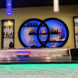  a bar with neon lights