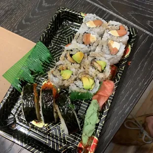 a plate of sushi