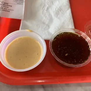 Yum yum and ginger sauces