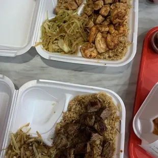 H10. Chicken &amp; Shrimp and F3. Steak Fried Rice