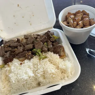 Steak hibachi with side of chicken