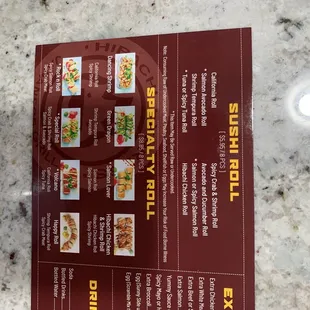 Menu as of June 2022