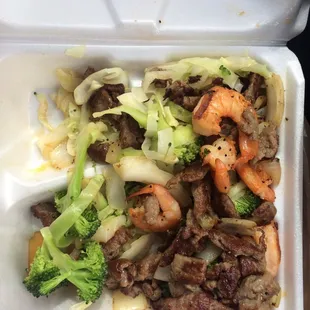 Shrimp and steak hibachi to go, no rice