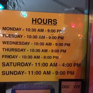 Regular business hours