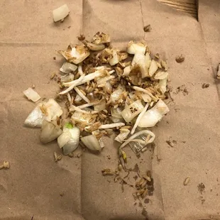 This is how much onion I pulled out just being halfway thru the container of rice.