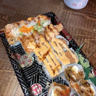 Red dragon roll, tampa roll, spicy tuna roll