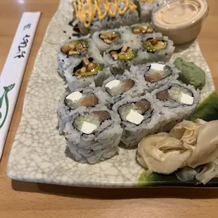 Philadelphia Roll, Peanut Avocado Roll, and Mexican Roll