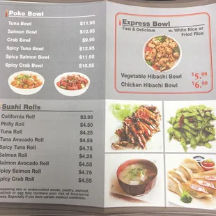 a menu for a fast food restaurant
