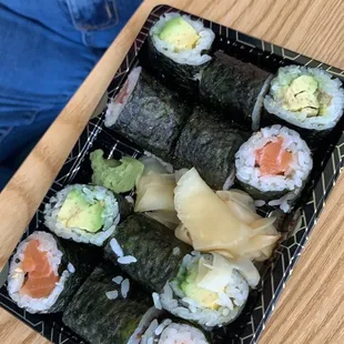 sushi lunch special, avocado roll and salmon roll
