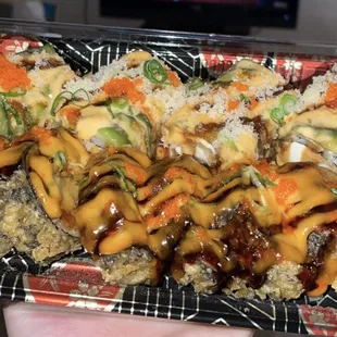 Dragon roll and Godzilla roll