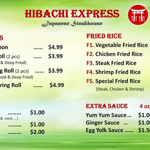 Appetizers, Fried Rice Entrée, Beverages