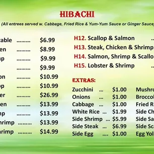 Hibachi Entrée &amp; Side Order