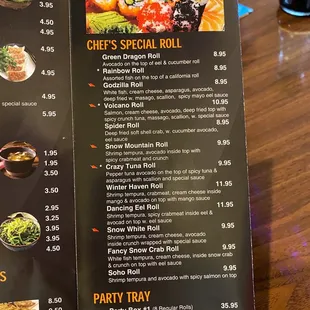 menu