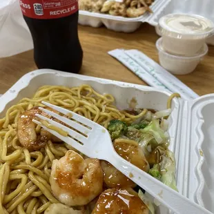 hibachi shrimp with noodles