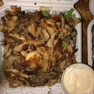 Chicken, Beef and Shrimp Teriyaki