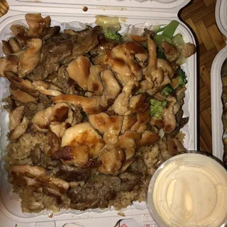 Chicken, Beef and Shrimp Teriyaki