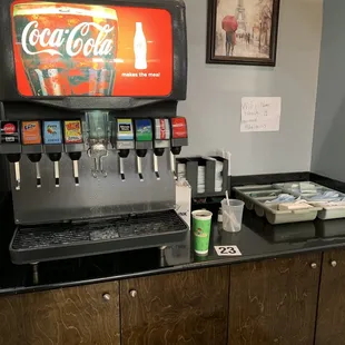 Drink station w/ free WiFi info posted