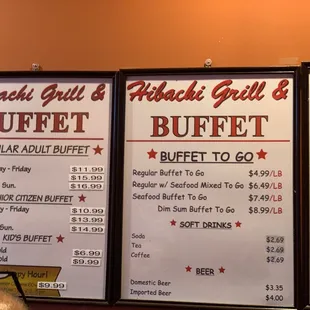 Menu prices