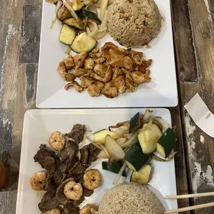 Shrimp and steak hibachi and chicken teriyaki hibachi