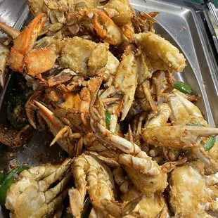 Freshly cooked crabs