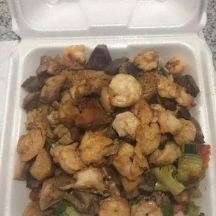 Steak, chicken &amp; shrimp $17.
