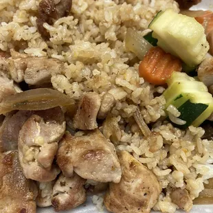 Chicken hibachi with &quot;no soy sausage&quot;