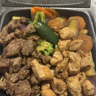 Steak &amp; Chicken Hibachi plate with Noodles &amp; Veggies