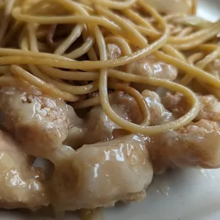 coconut chicken with lo mein