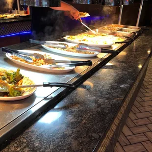 Food on the buffet. Awesome tasting.