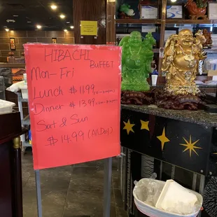 a sign for hibachi buffet