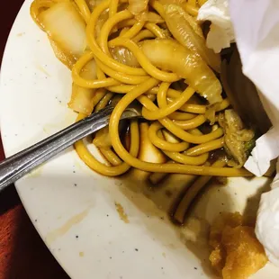 The noodles were actually spaghetti and not lo mein