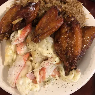 Hotwings used to be BOMB. Now, they&apos;ve had a light hint of lysol or cleaning supplies in each wing . Crab stuff is nice