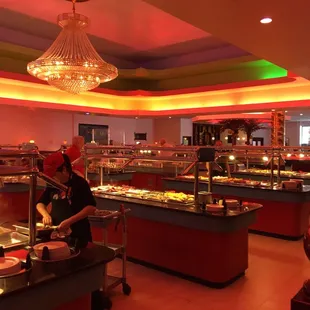 a woman serving food