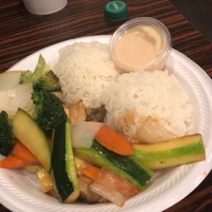 Hibachi vegetables with steamed rice