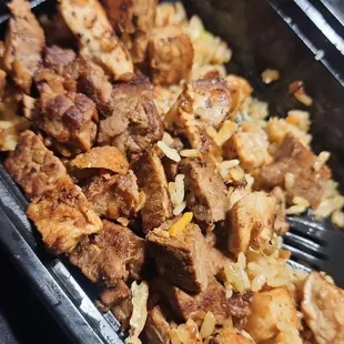 NY steak + Chicken with fried rice