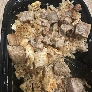 Filet mignon plate and CHICKEN FRIED RICE