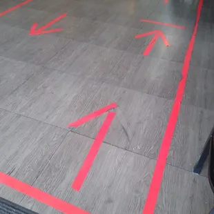 red arrows on the floor