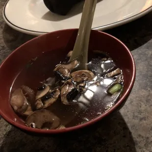 Clear soup appetizer.