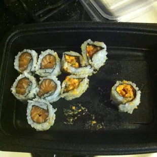 The terrible, horrible, awful sushi we paid $28 for. Embarrassing.