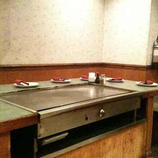 a stainless steel counter top