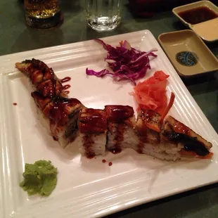 Our excellent sushi. Looks like a dragon.