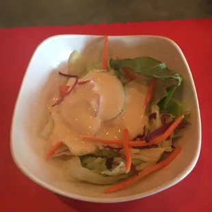 Salad that comes with hibachi dinner. The ginger dressing is creamy