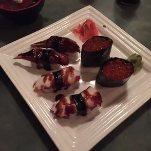 Eel Salmon roe and Octopus