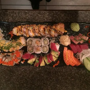 a platter of sushi