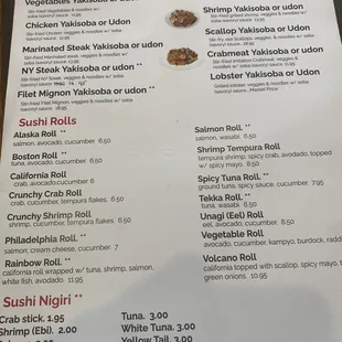 menu