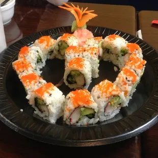 a plate of sushi